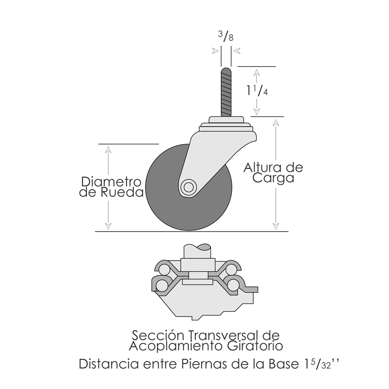 Diagrama Rodajas con Vástago Roscado