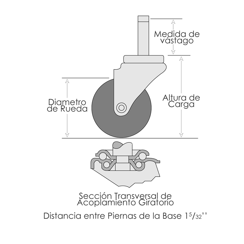 Diagrama Vástago Liso con Anillo de sujeción