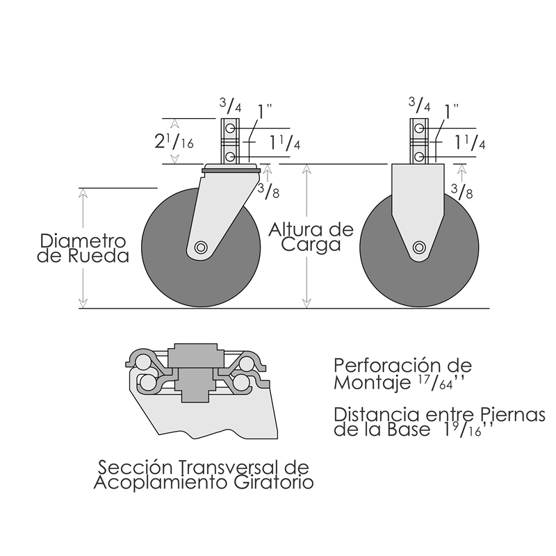 Diagrama Vástago Cuadrado Giratoria y Fija